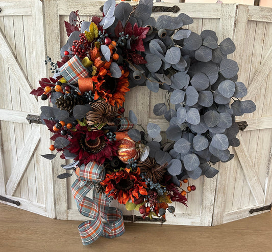 Wreath for Sale - Fall The Full Splendor of Blues Wreath