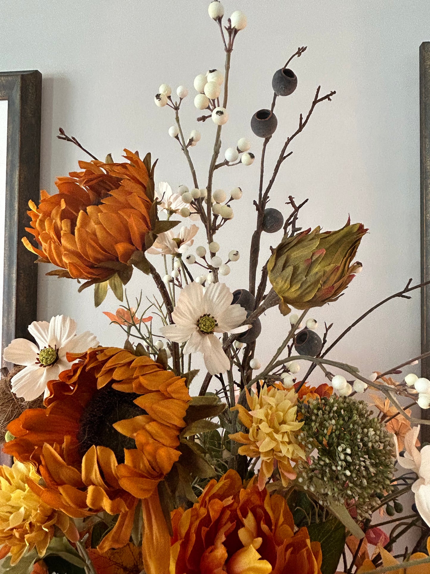 Arrangement for Sale - Fall Large Neutral Tones Full Floral Buffet or Entry Way (White Vase)
