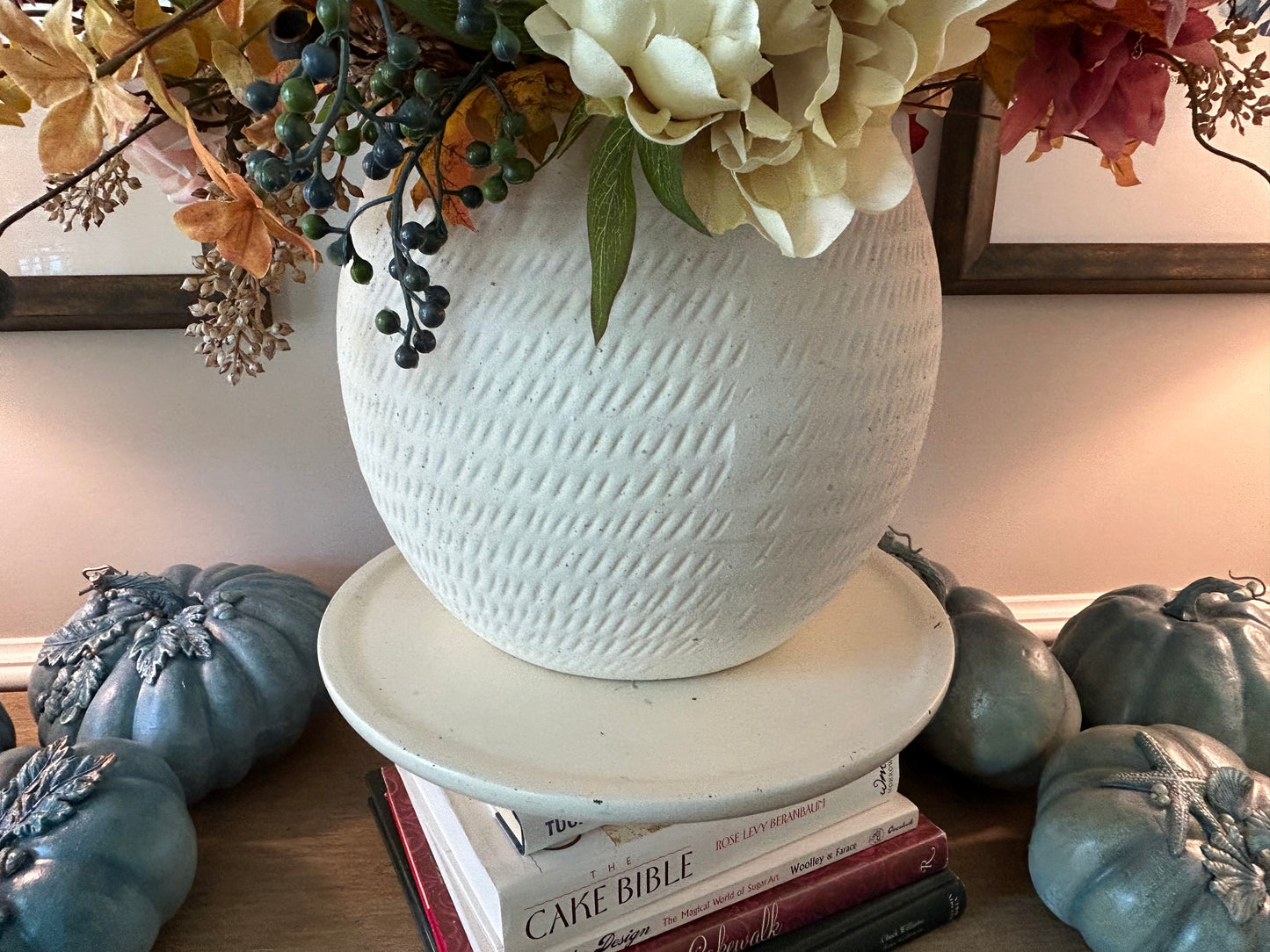 Arrangement for Sale - Fall Large Neutral Tones Full Floral Buffet or Entry Way (White Vase)