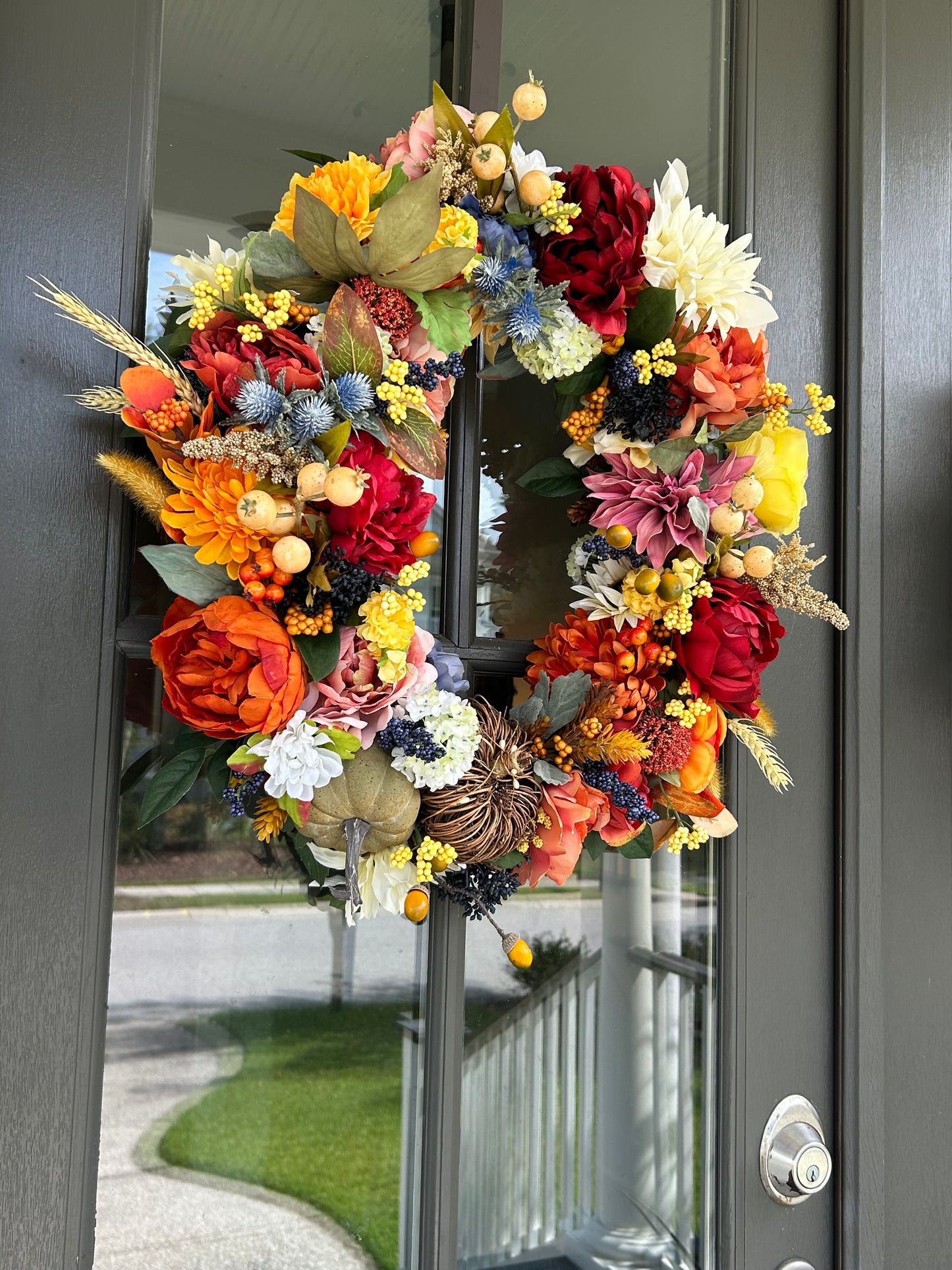Wreath for Sale - Fall 18" Grapevine Floral All Fall Colors Wreath
