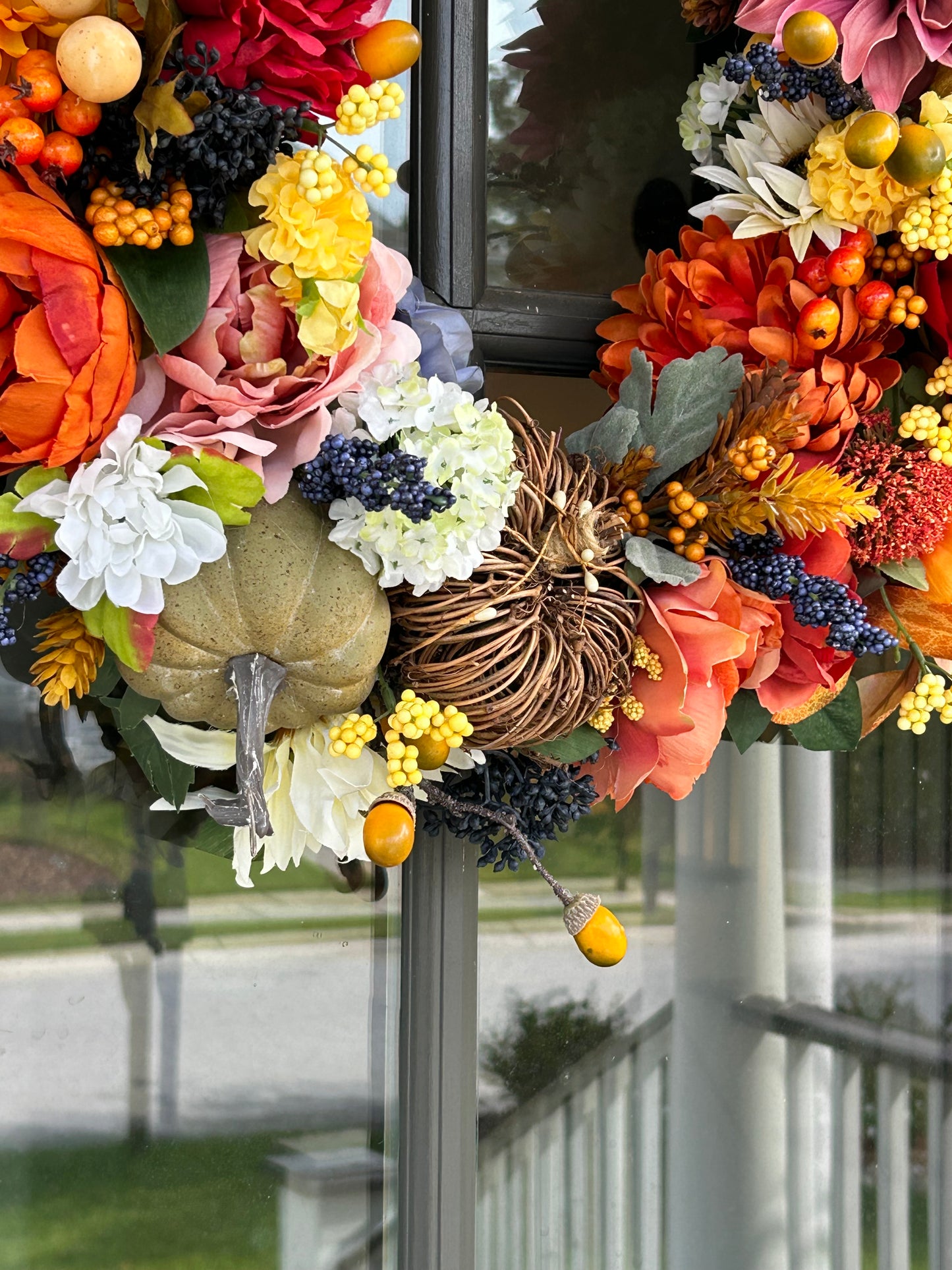 Wreath for Sale - Fall 18" Grapevine Floral All Fall Colors Wreath