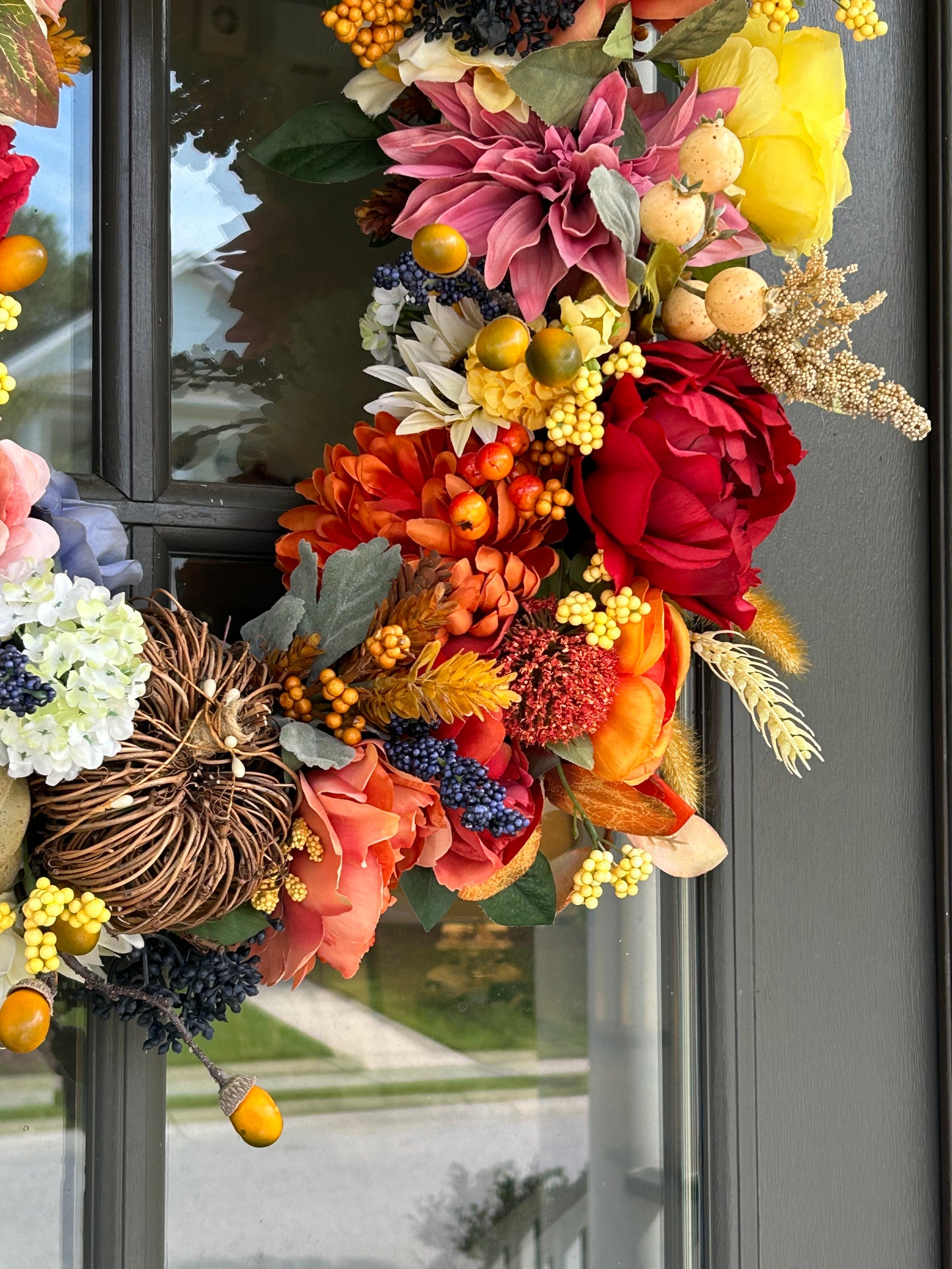 Wreath for Sale - Fall 18" Grapevine Floral All Fall Colors Wreath