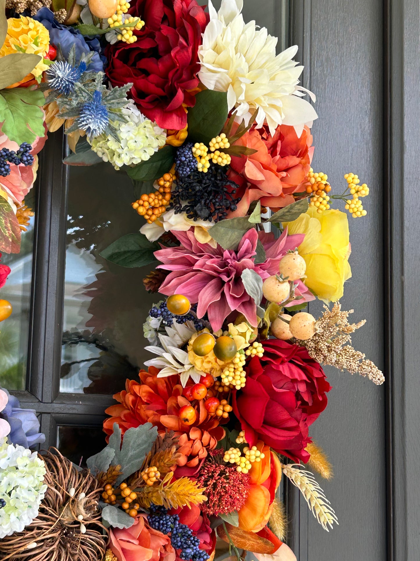 Wreath for Sale - Fall 18" Grapevine Floral All Fall Colors Wreath