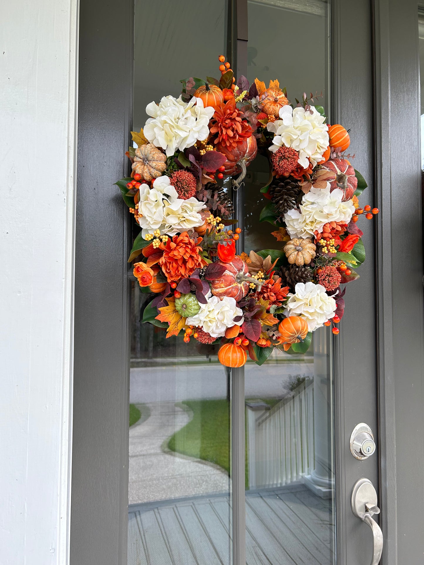 Wreath for Sale - Fall Full Floral Wreath with Pumpkins