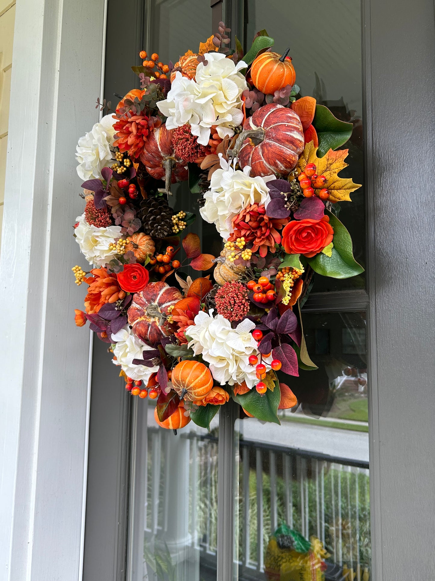 Wreath for Sale - Fall Full Floral Wreath with Pumpkins