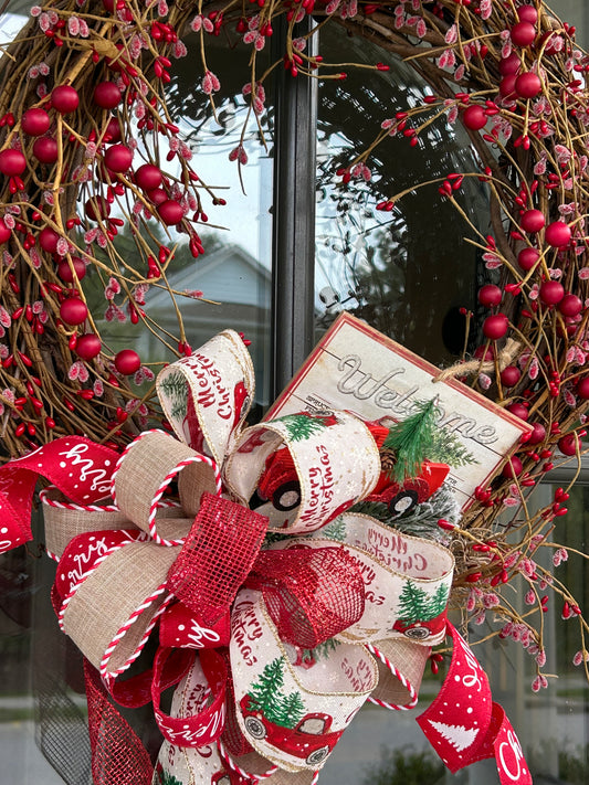 Wreath for Sale - Christmas Red Berry Wreath on 18" Grapevine