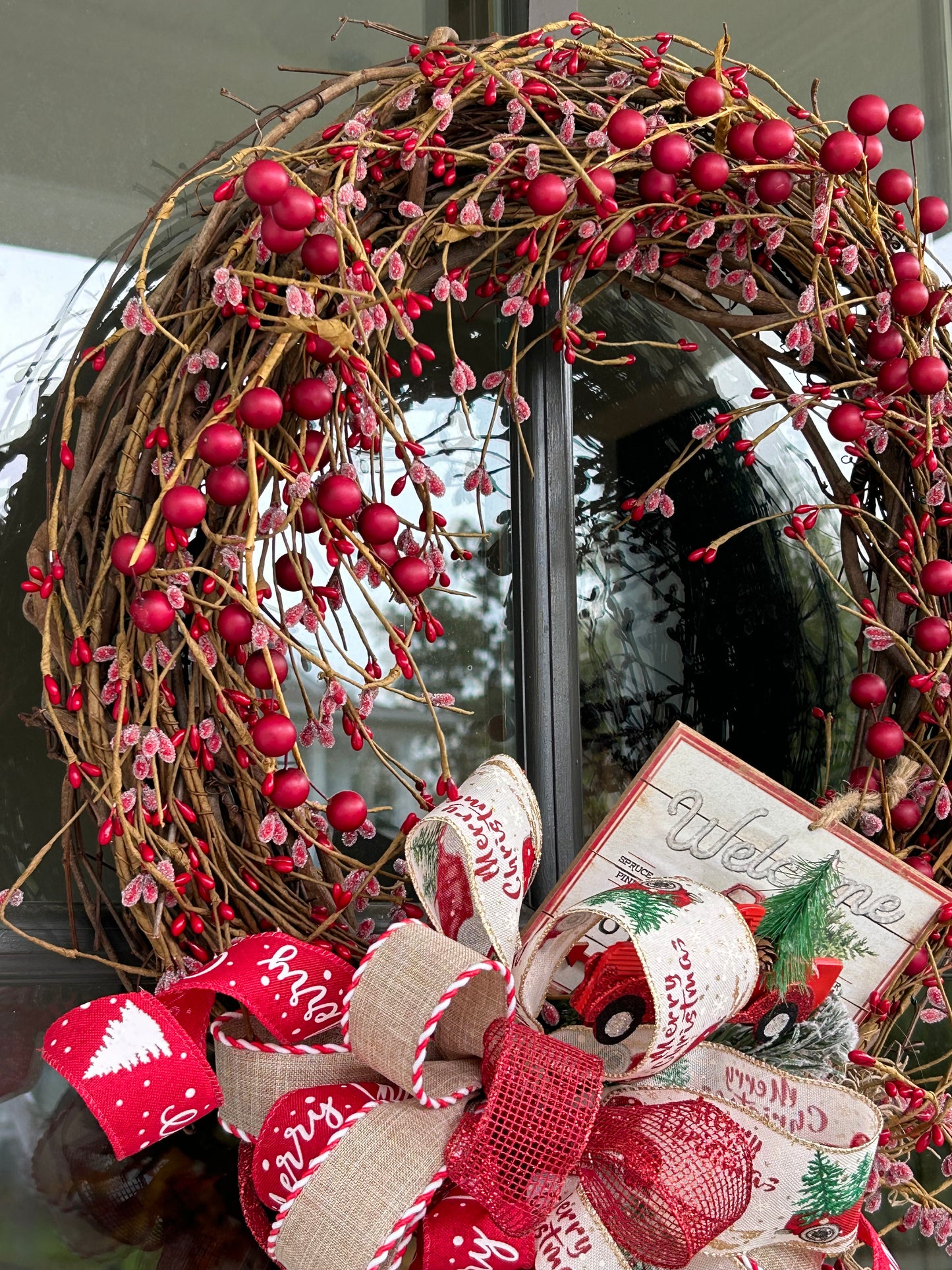 Wreath for Sale - Christmas Red Berry Wreath on 18" Grapevine