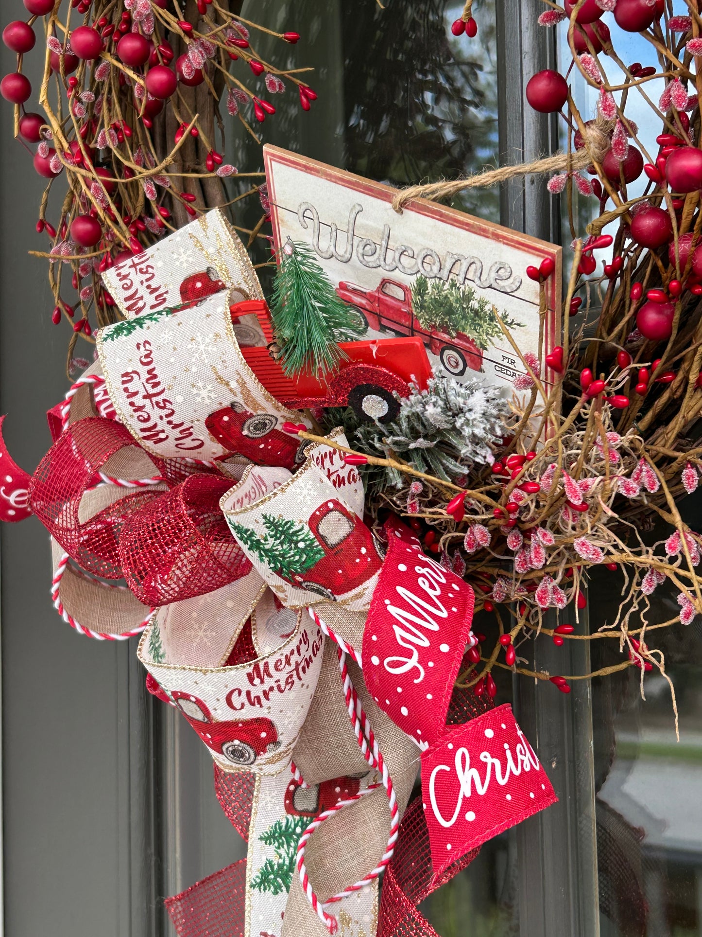 Wreath for Sale - Christmas Red Berry Wreath on 18" Grapevine