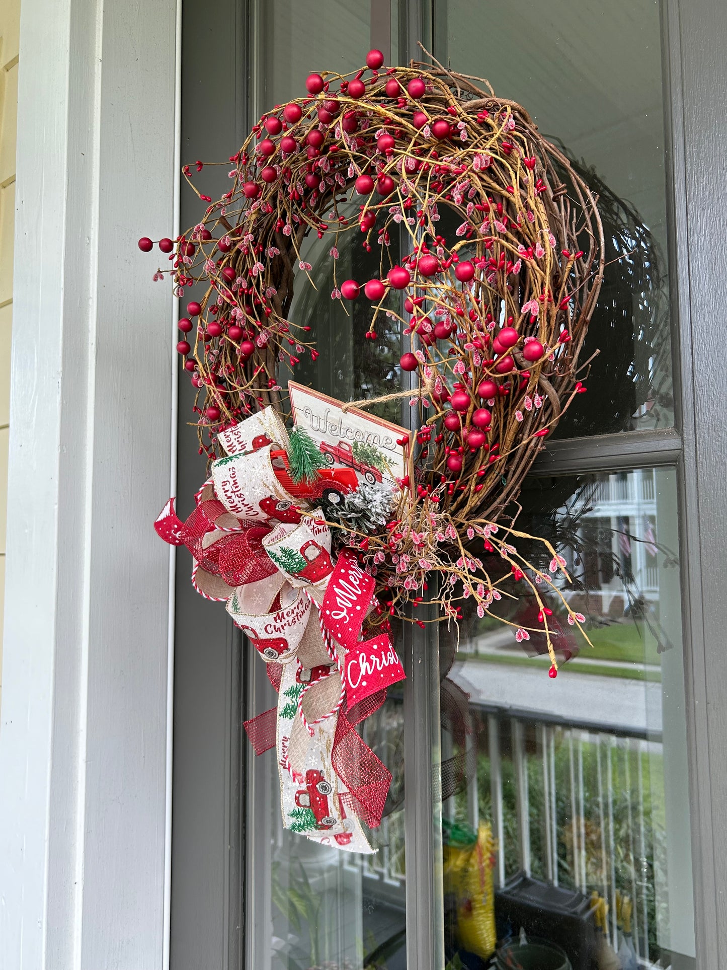 Wreath for Sale - Christmas Red Berry Wreath on 18" Grapevine