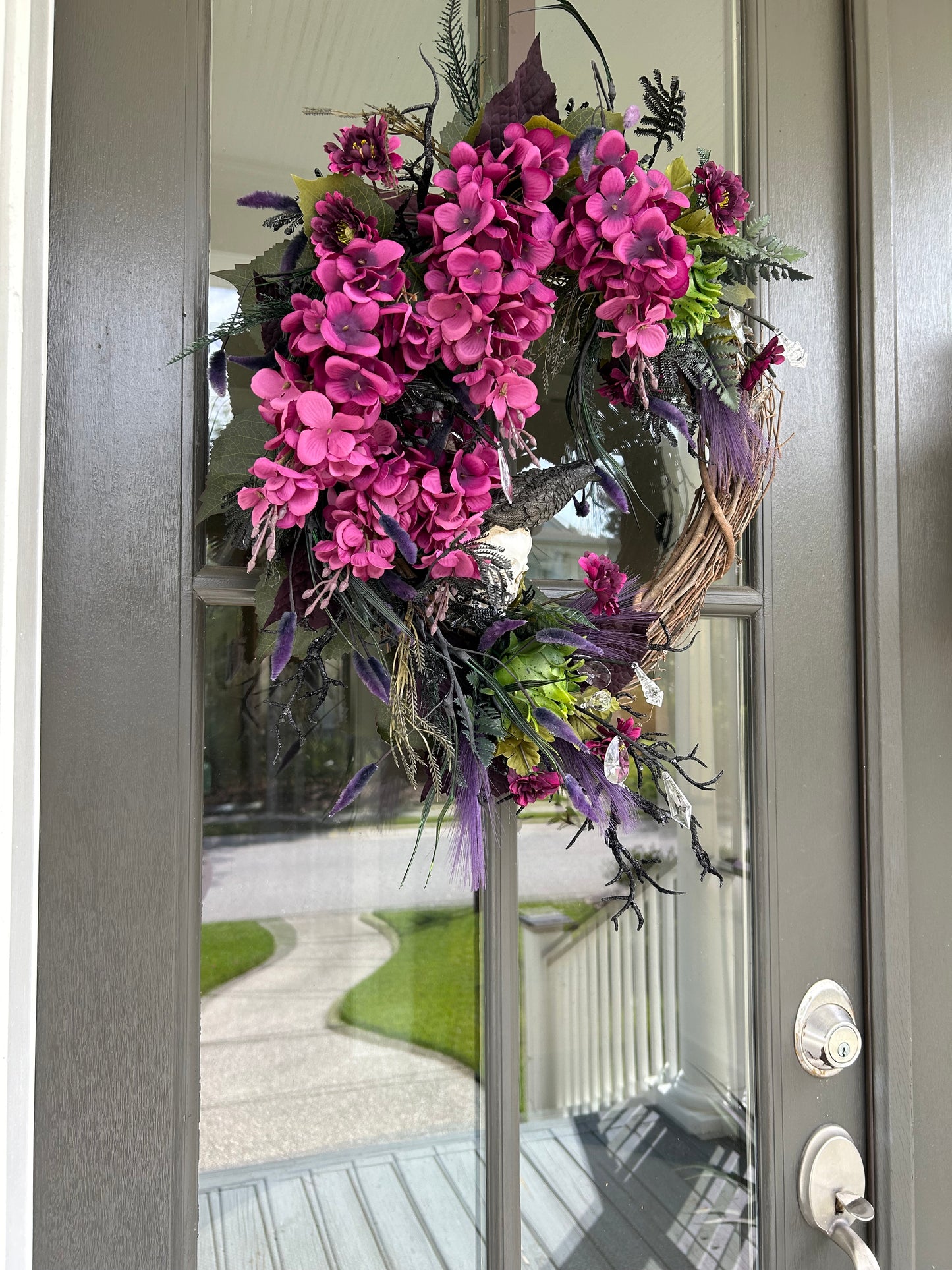Wreath for Sale - Halloween Wreath with Wisteria, Skull, Crow and Creepy Plants