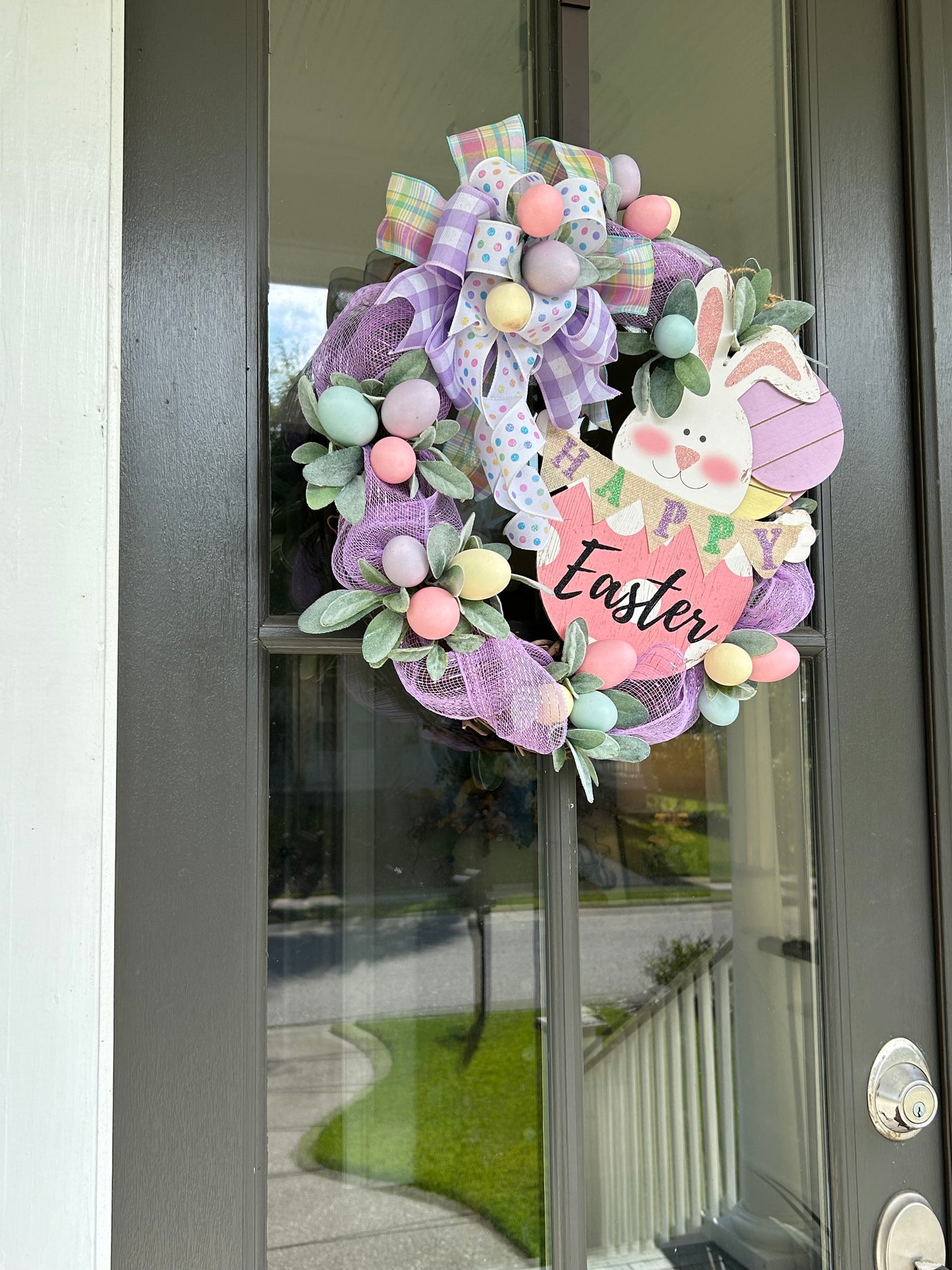 Wreath for Sale - Easter Wreath Filled with Eggs and a Cute Bunny Sign