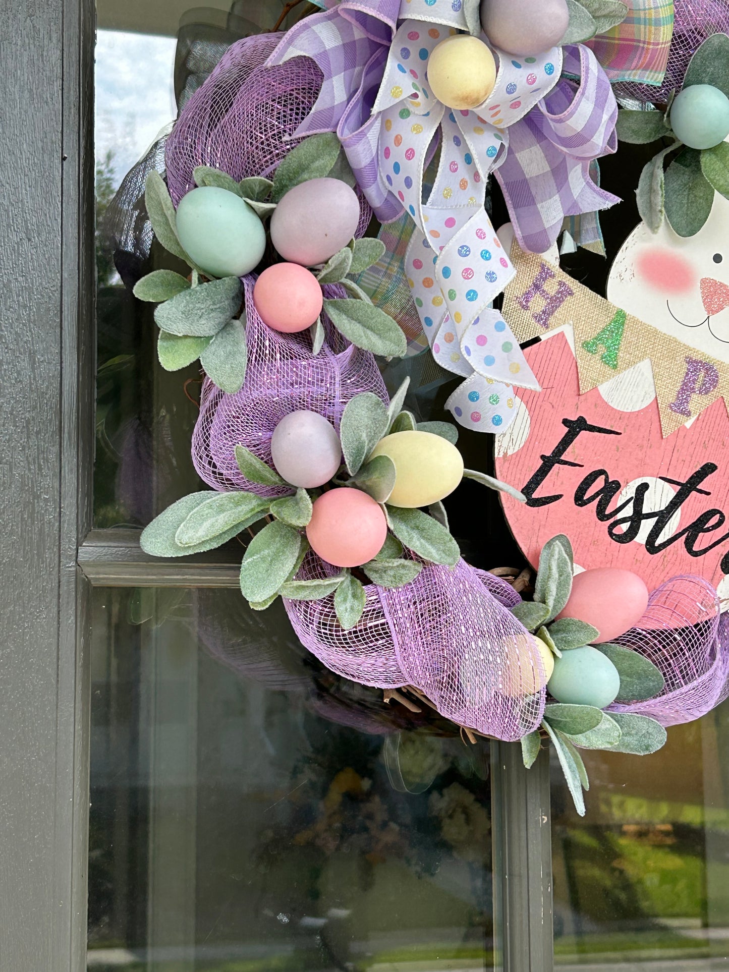 Wreath for Sale - Easter Wreath Filled with Eggs and a Cute Bunny Sign