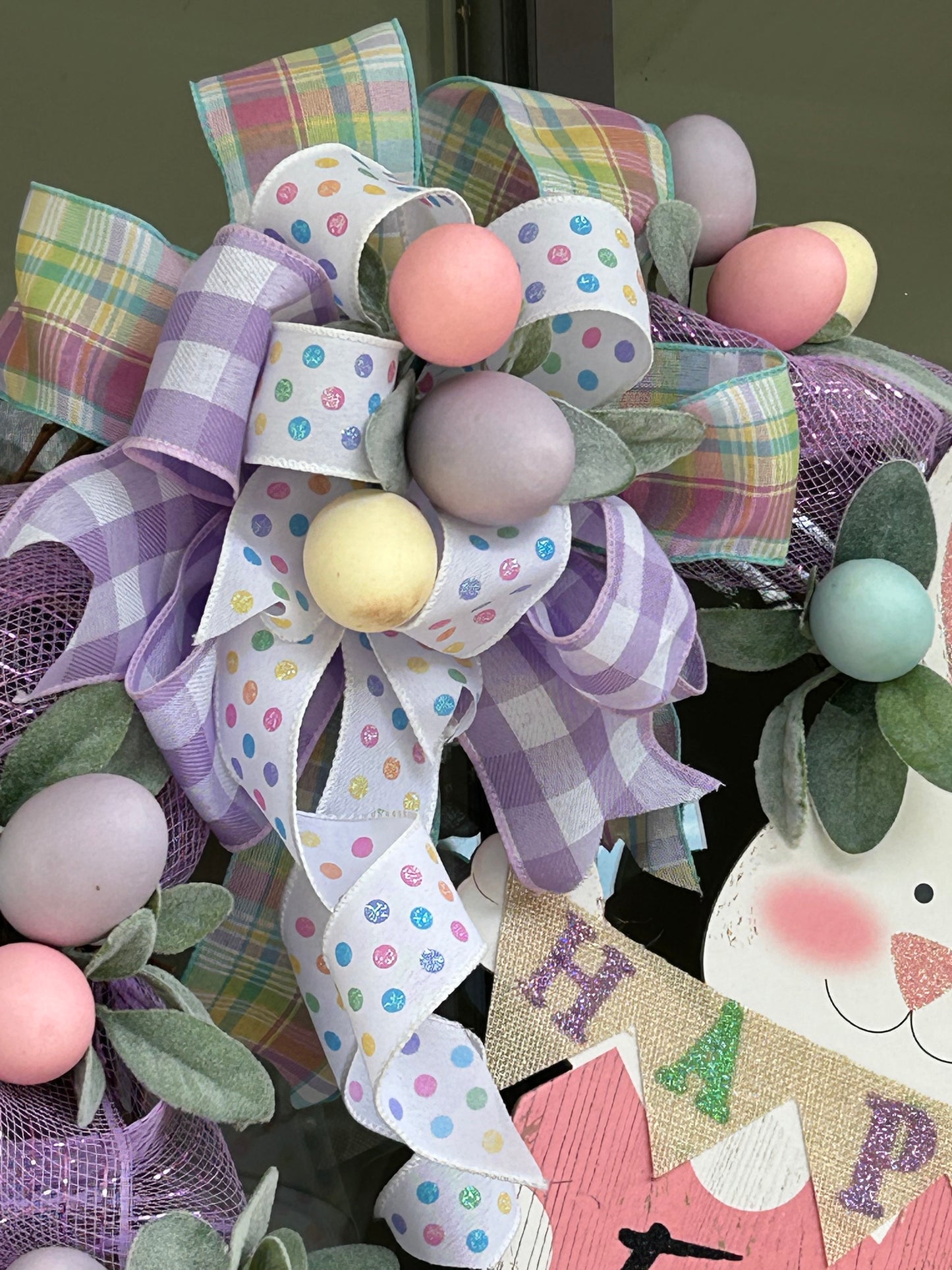 Wreath for Sale - Easter Wreath Filled with Eggs and a Cute Bunny Sign