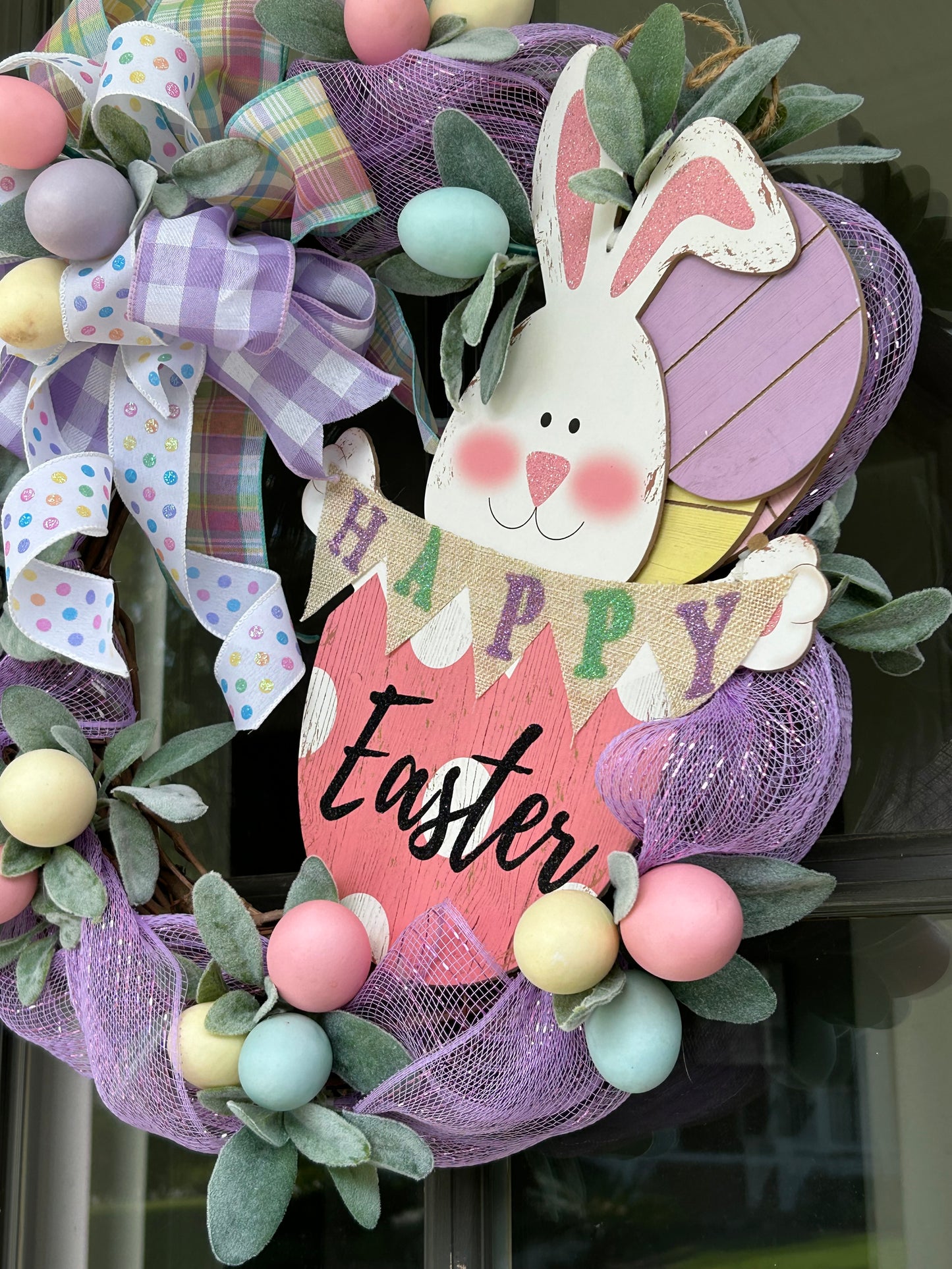 Wreath for Sale - Easter Wreath Filled with Eggs and a Cute Bunny Sign