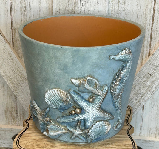 Pots - Turquoise Resin Shells Pot