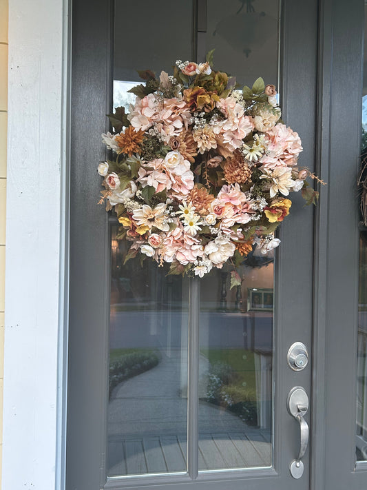 Wreath for Sale - Fall Wreath in Soft Pinks and Golds