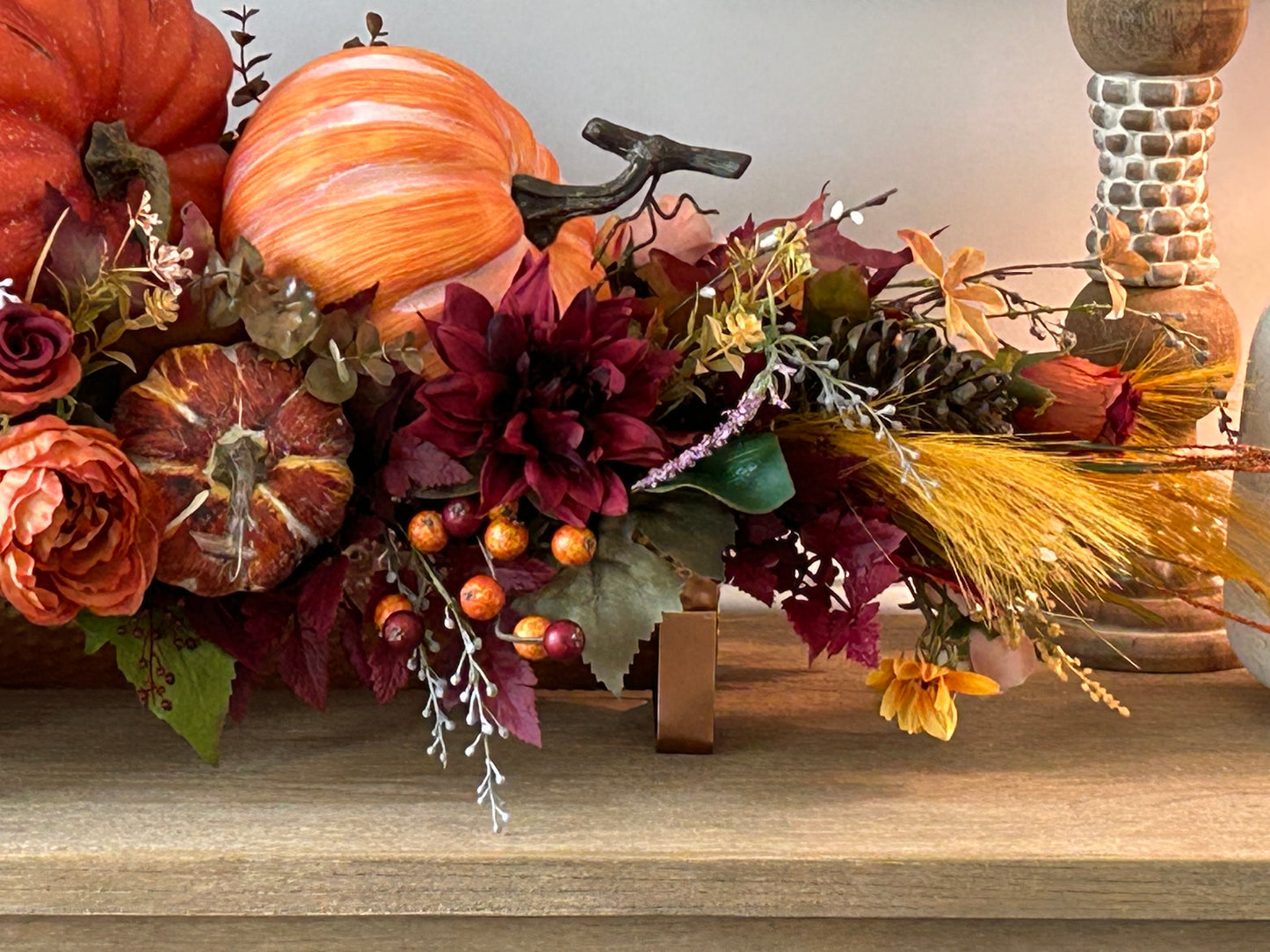 Arrangement for Sale - Fall Pumpkins in a Low Copper Container
