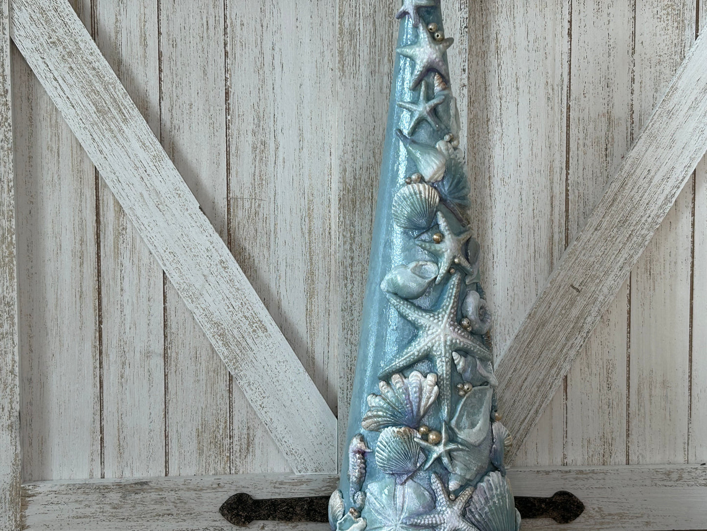 Hostess Gift - Turquoise Resin Shells Christmas Tree