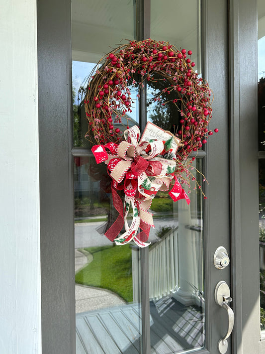 Wreath for Sale - Christmas Red Berry Wreath on 18" Grapevine