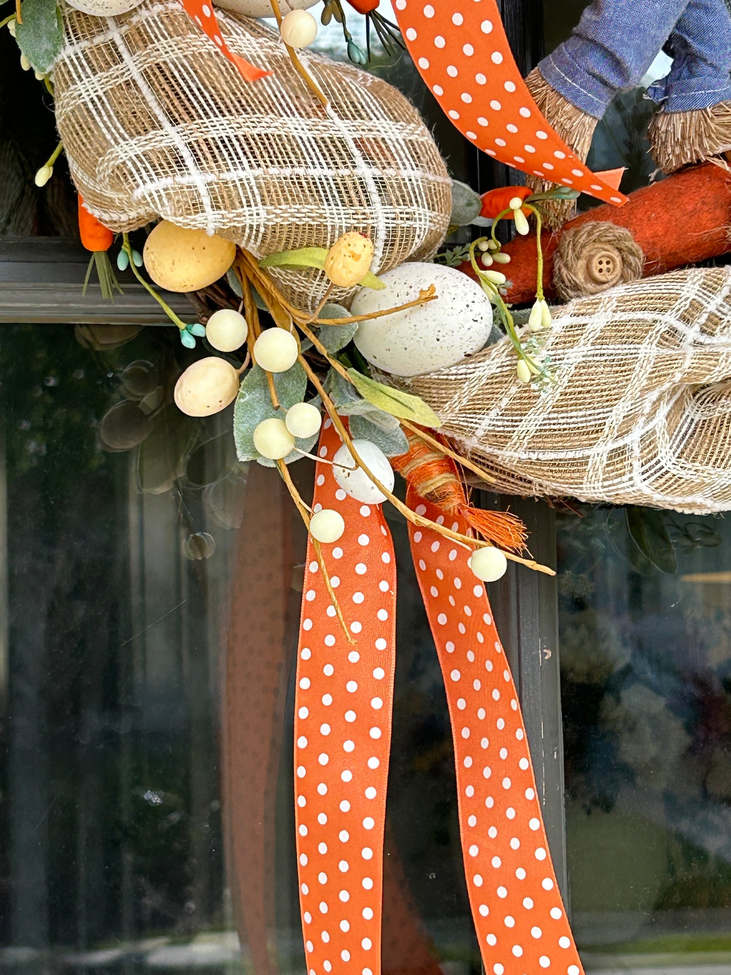 Wreath for Sale - Easter Wreath Filled with the Colors of Easter and a Bunny Riding a Carrot