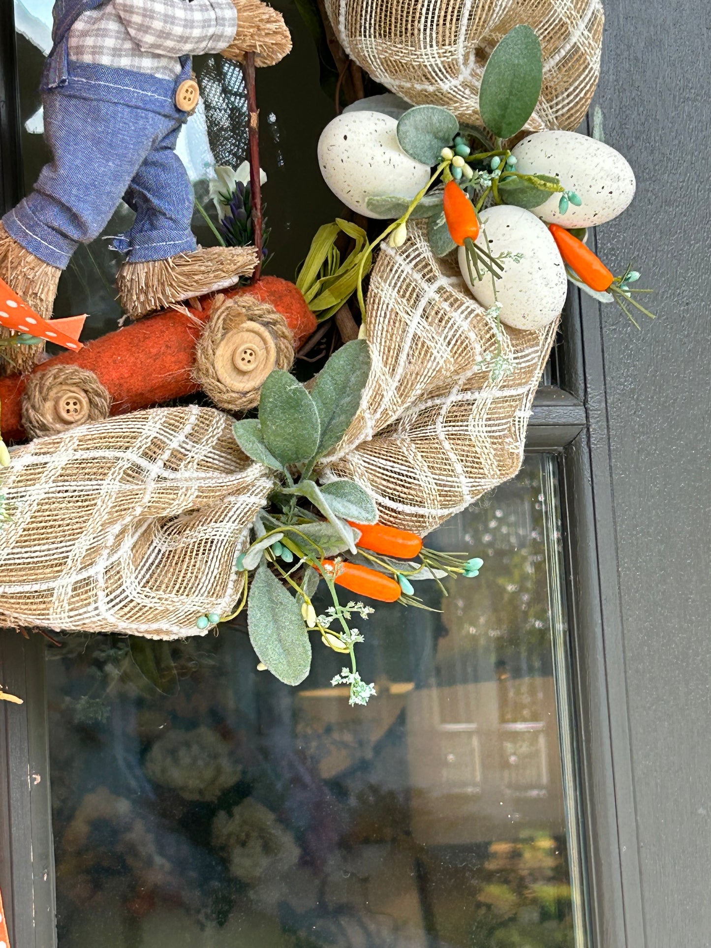 Wreath for Sale - Easter Wreath Filled with the Colors of Easter and a Bunny Riding a Carrot