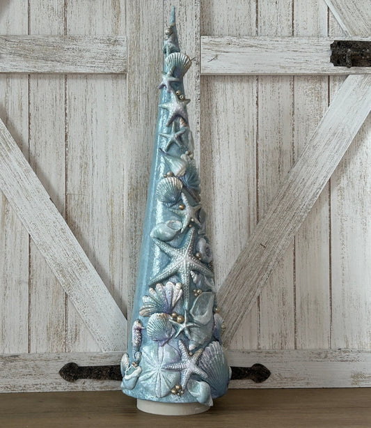 Hostess Gift - Turquoise Resin Shells Christmas Tree