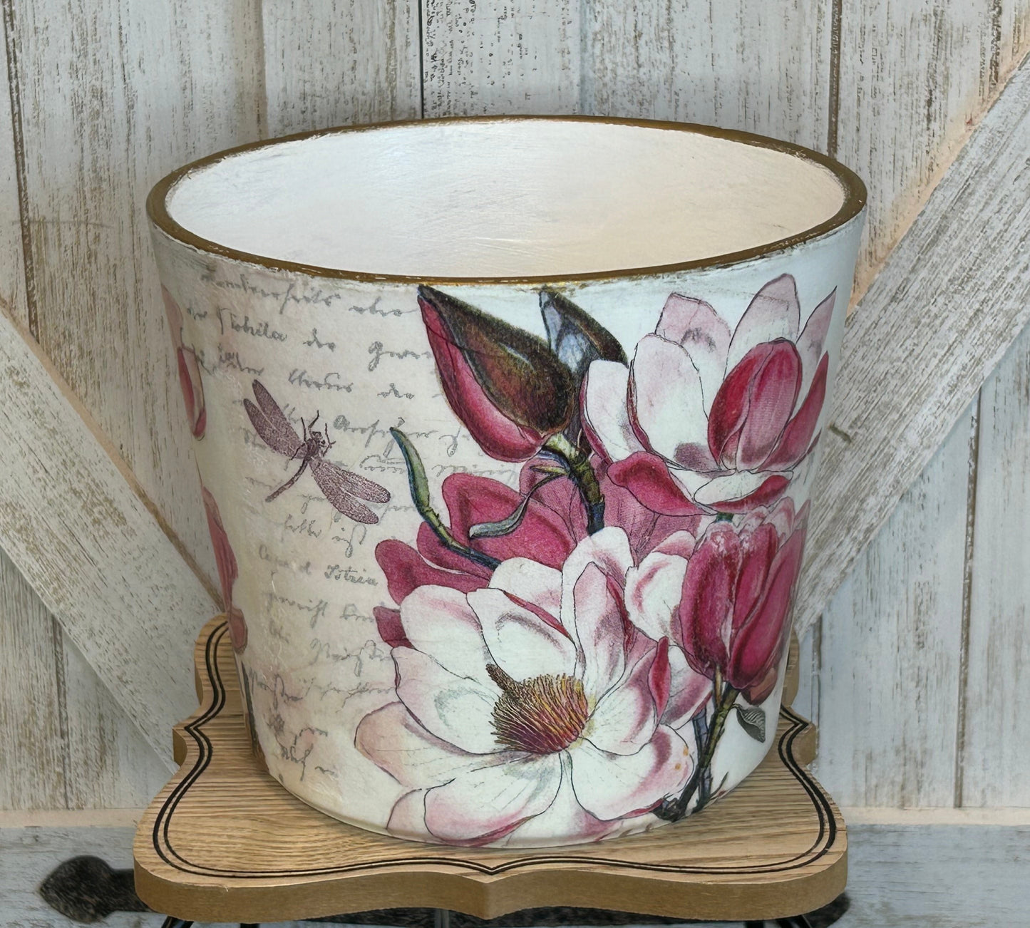 Pots - Pink Magnolia Decoupage Pots