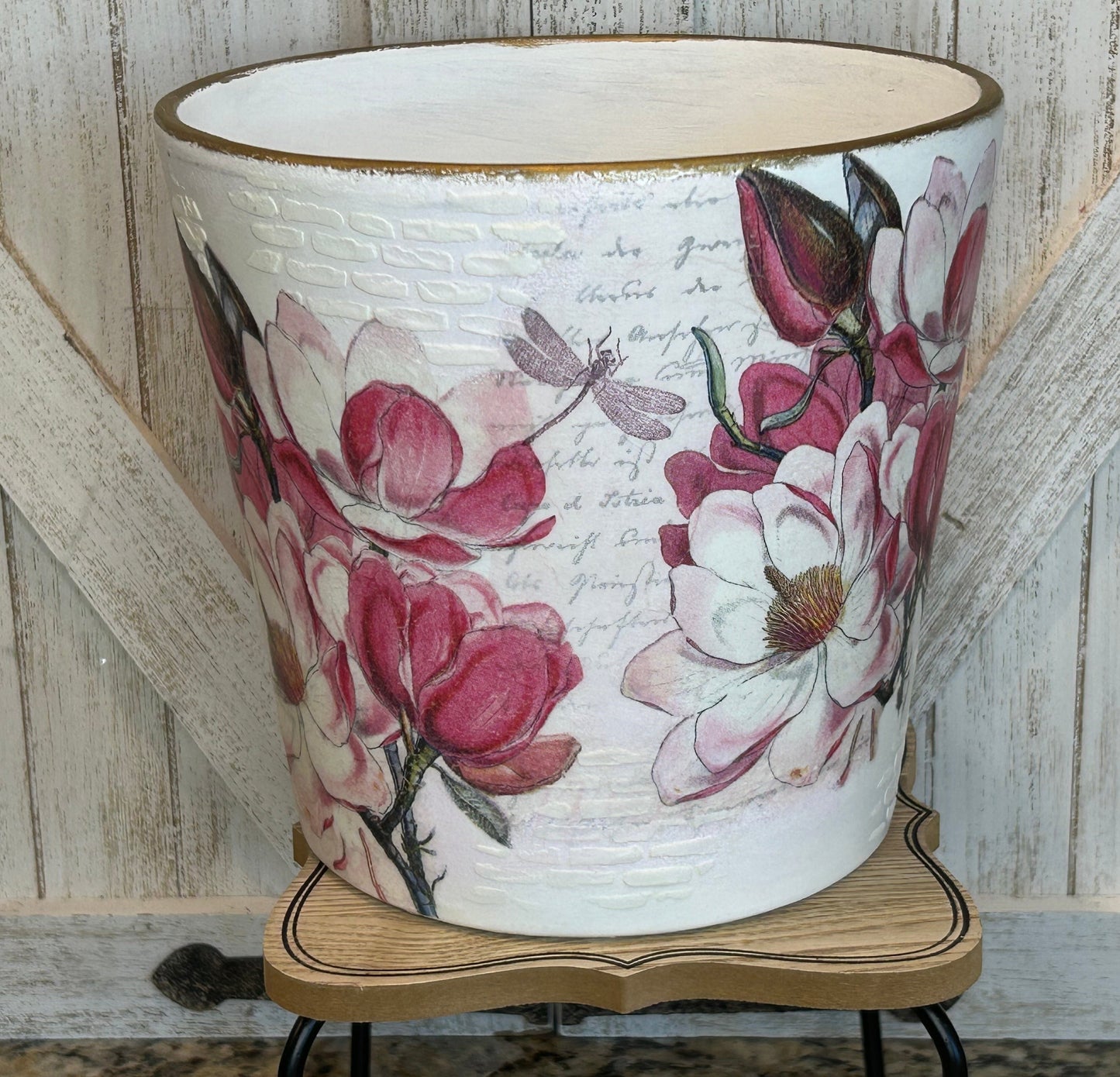 Pots - Pink Magnolia Decoupage Pots