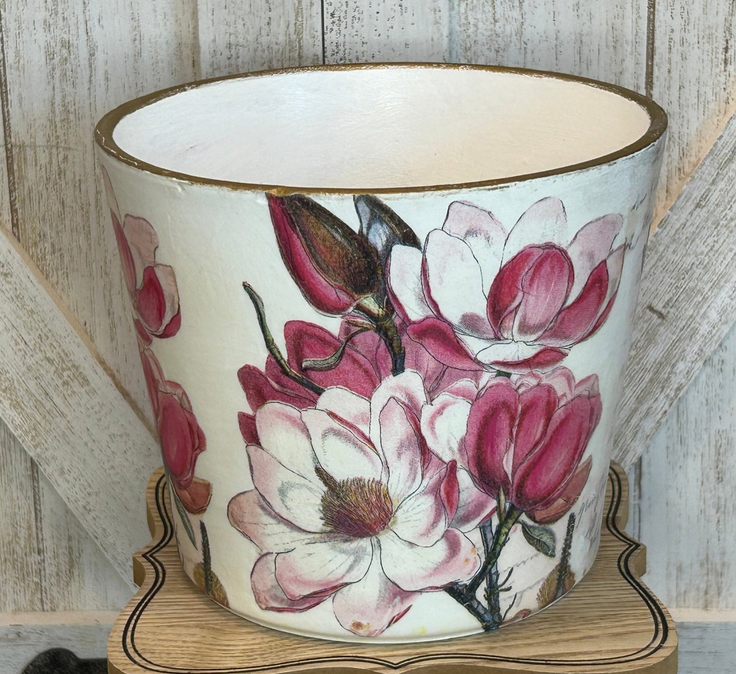 Pots - Pink Magnolia Decoupage Pots