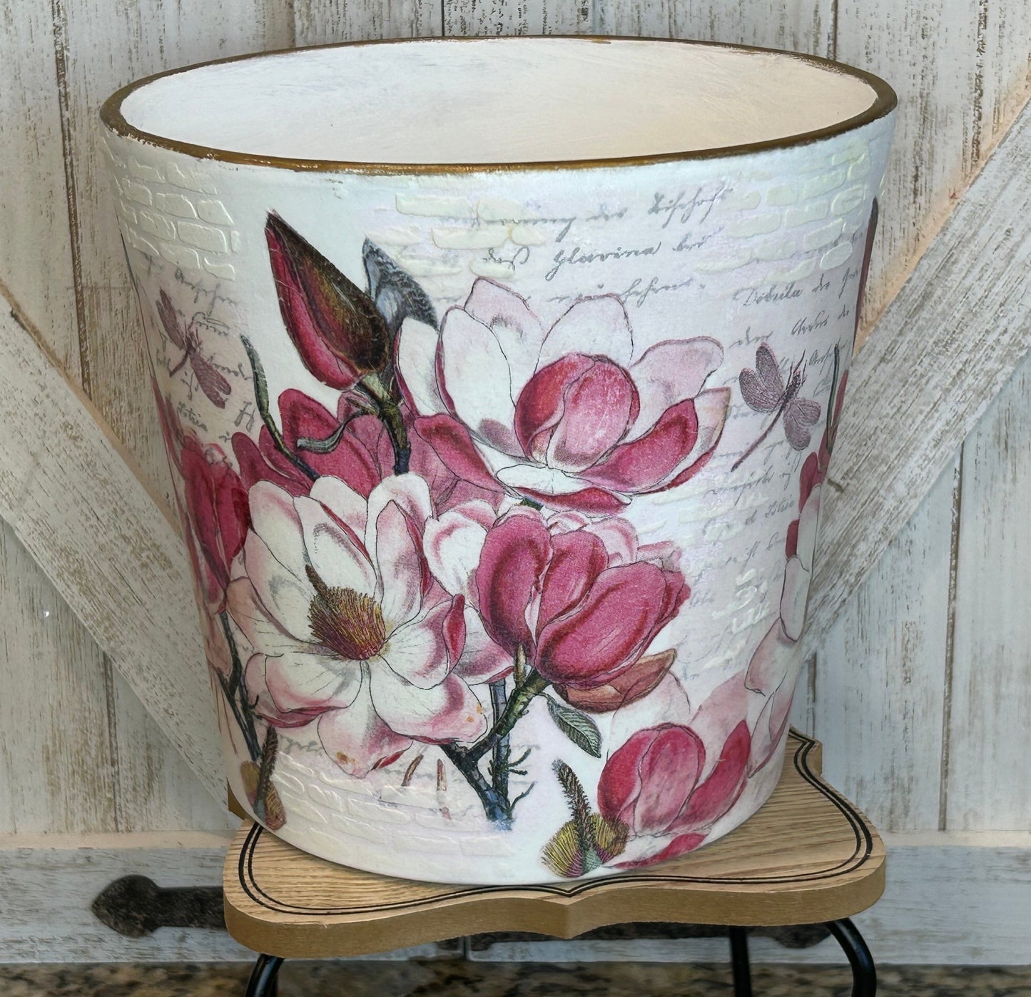 Pots - Pink Magnolia Decoupage Pots