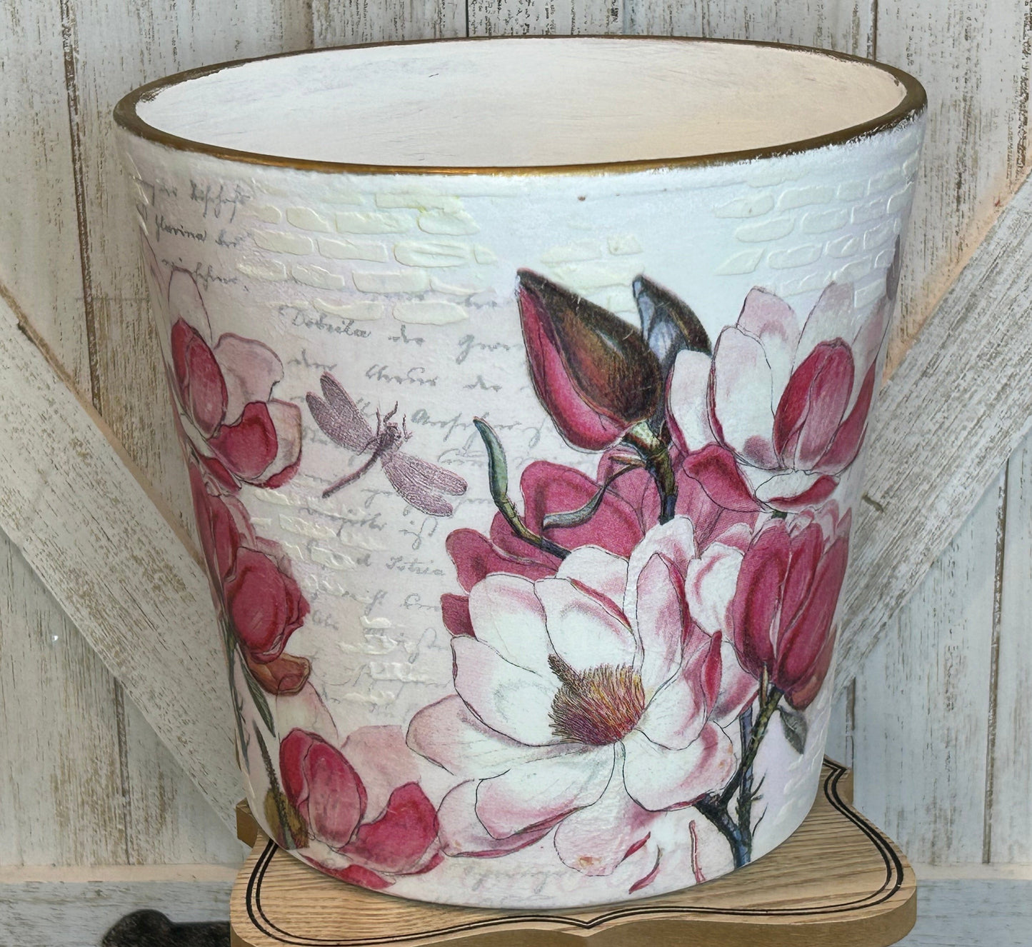 Pots - Pink Magnolia Decoupage Pots